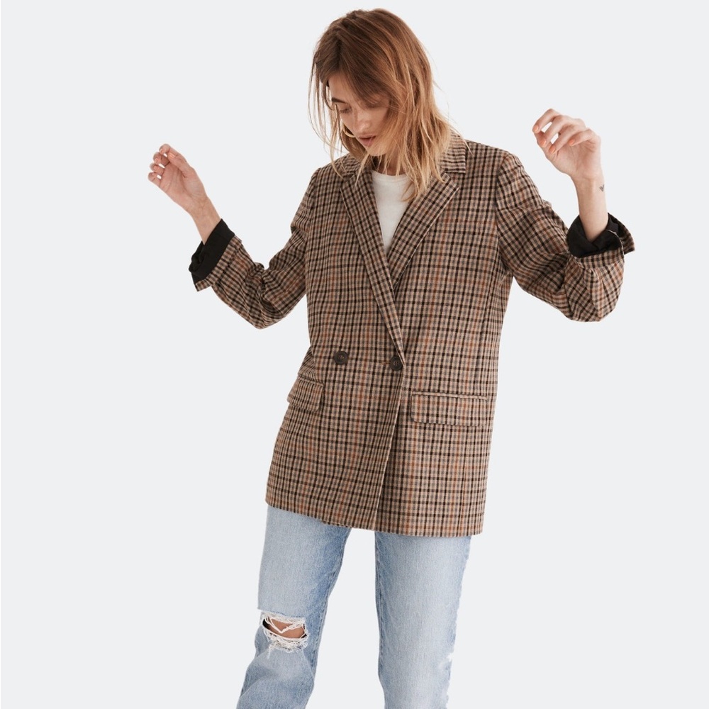 Madewell Chandler Double Breasted Blazer - Grey & Black